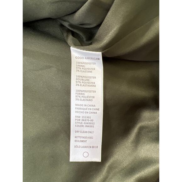 New Good American Oversized Flannel Twill Boxy Blazer Jacket Green Dark Academia - Picture 11 of 12